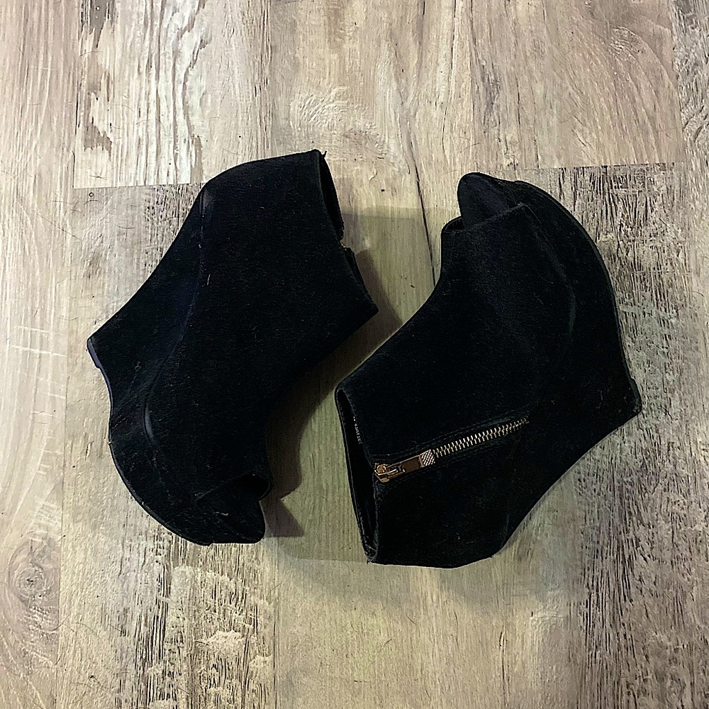 Black Wedge Booties